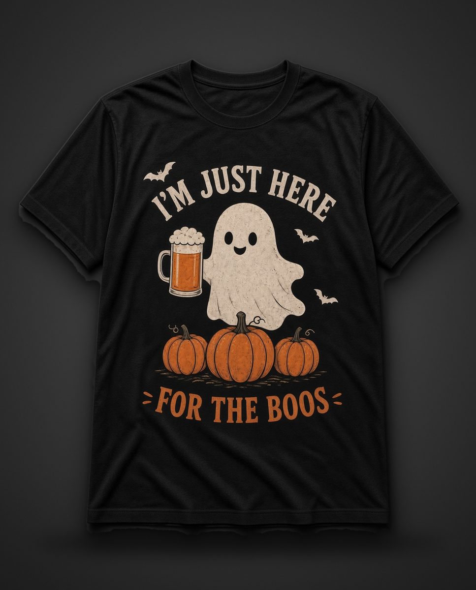 Here For The Boos Halloween tee, black
