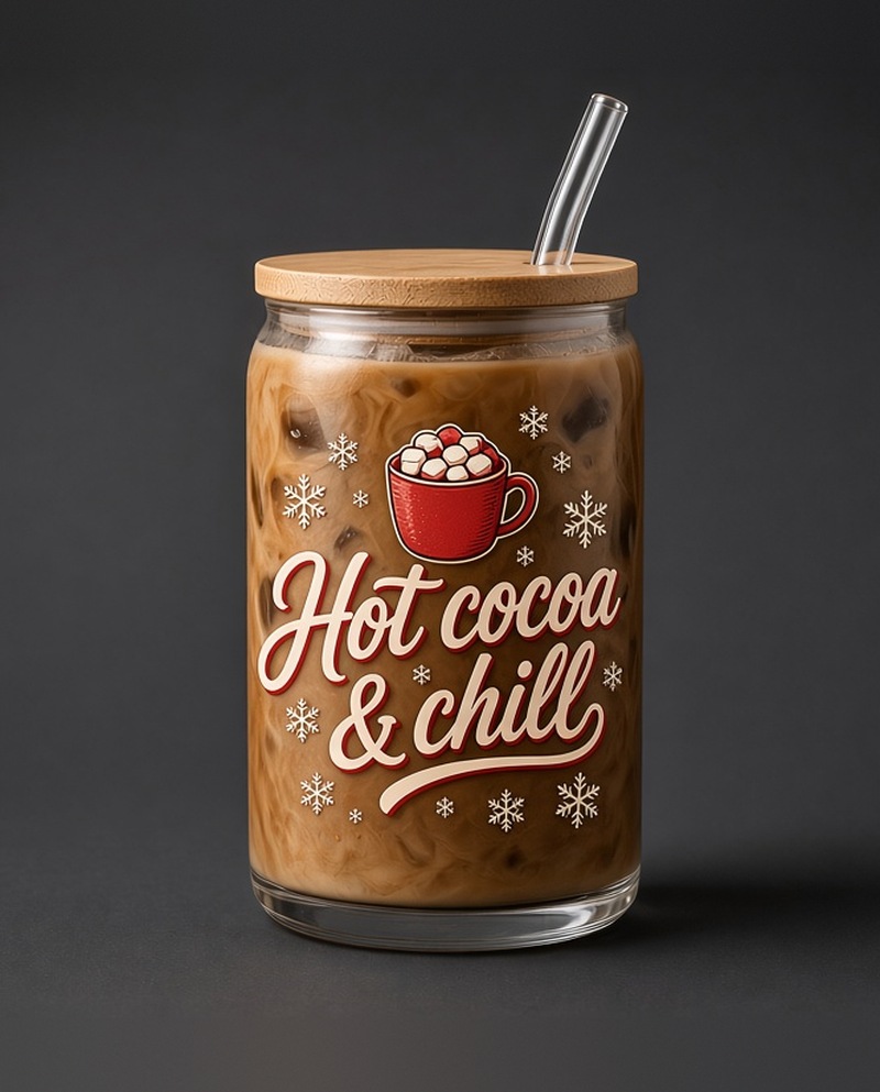 New release: Hot cocoa & chill glass cup, $13, 16 oz