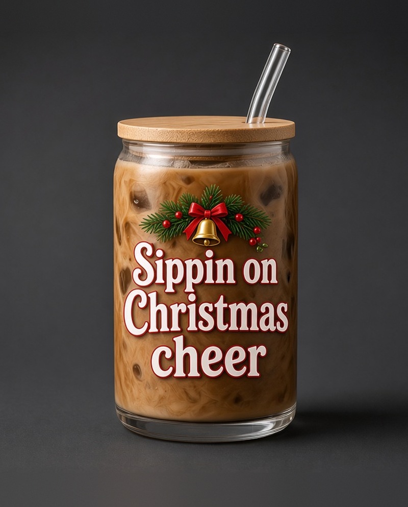 New release: Sippin on Christmas cheer glass cup, $13, 16 oz