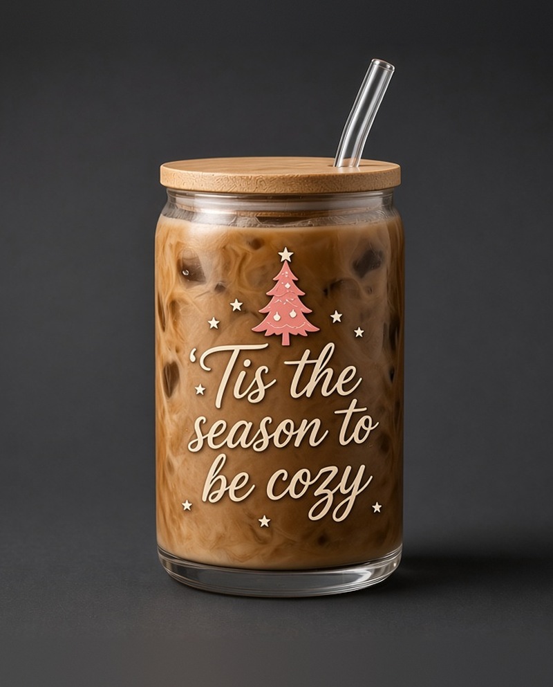 New release: Tis the season to be cozy glass cup, $13, 16 oz