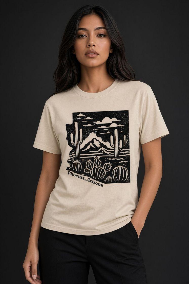 Custom graphic tee with a Phoenix, Arizona desert design