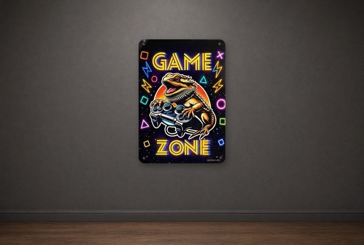 8×12 aluminum sign hanging on a wall